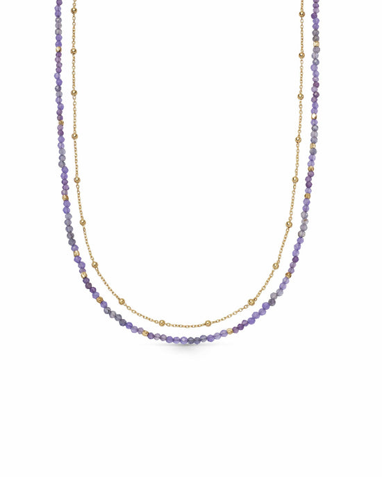 Gold Biography Multi purple gemstone necklace with Amethyst
