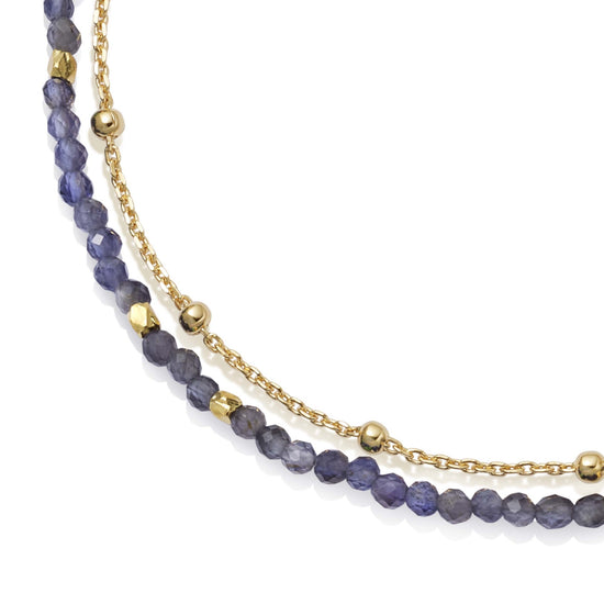 Gold Fine Biography Iolite Feather Bracelet