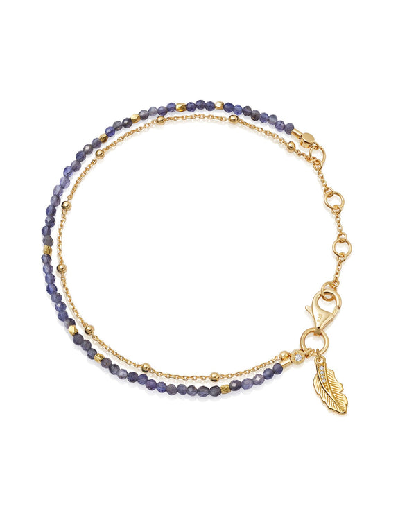 Gold Fine Biography Iolite Feather Bracelet