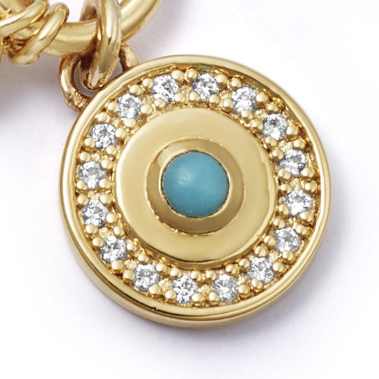 Gold Fine Biography Round Evil Eye Bracelet