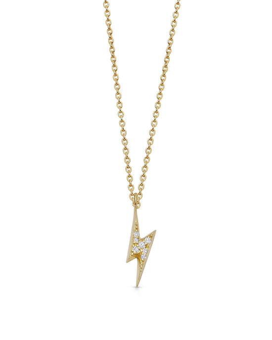 Solid Gold Lightning Bolt Diamond Pendant Necklace
