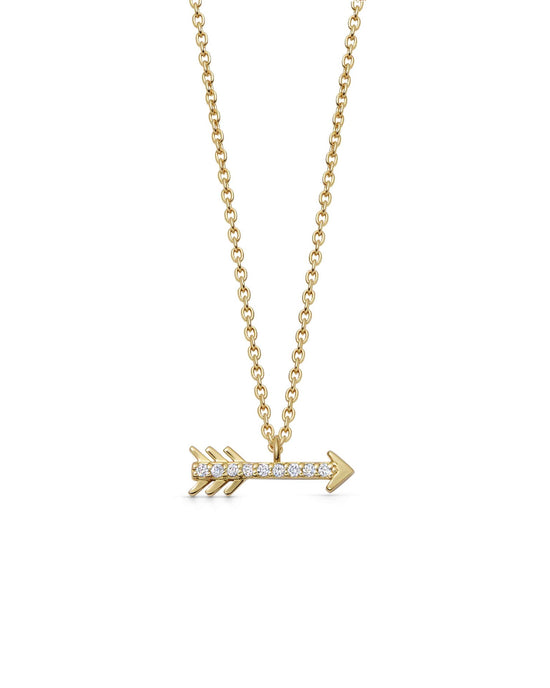 Solid Gold Arrow Diamond Pendant Necklace