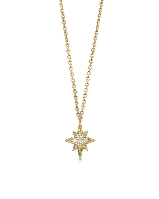 Solid Gold North Star Diamond Pendant Necklace