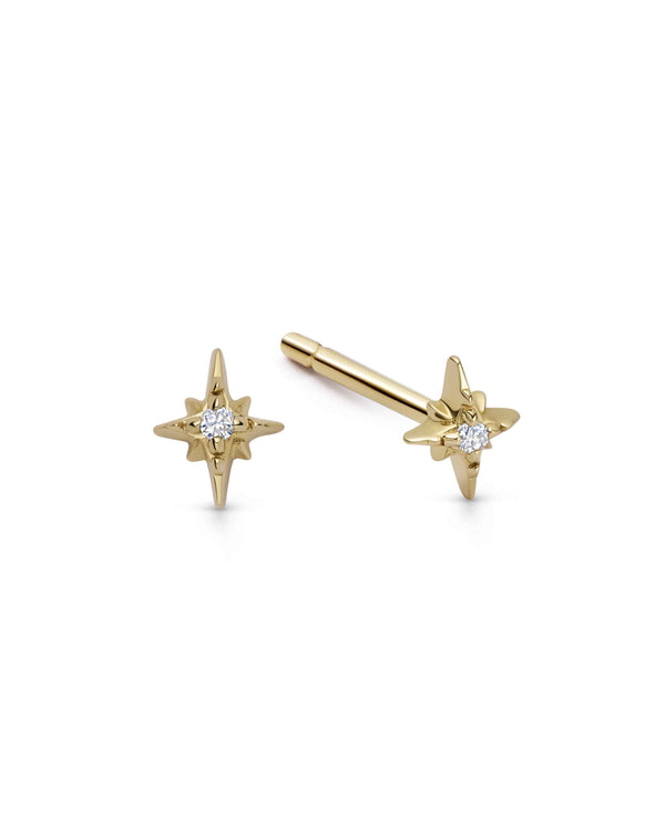 Solid Gold Mini North Star Lab Grown Diamond Stud Earrings