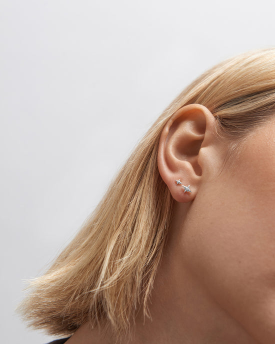 Solid White Gold North Star Stud Earrings