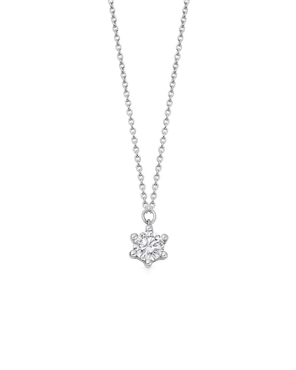 Solid White Gold Interstellar Solitaire Diamond Pendant Necklace