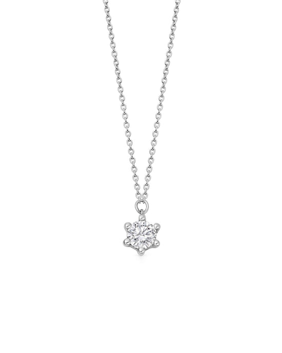 Solid White Gold Interstellar Solitaire Diamond Pendant Necklace