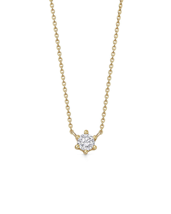 Solid Gold Interstellar Solitaire Diamond Pendant Necklace