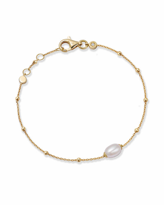 Gold Biography White Pearl Station Bracelet