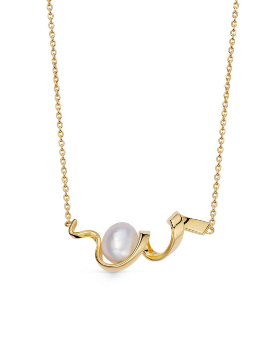Gold Floe Pearl Necklace