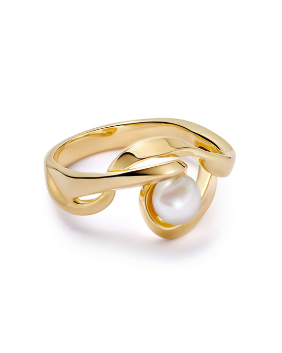 Gold Floe Pearl Ring