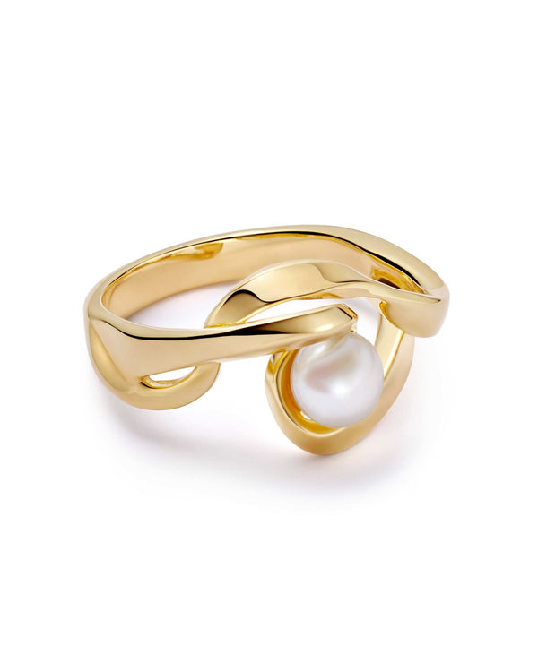 Gold Floe Pearl Ring
