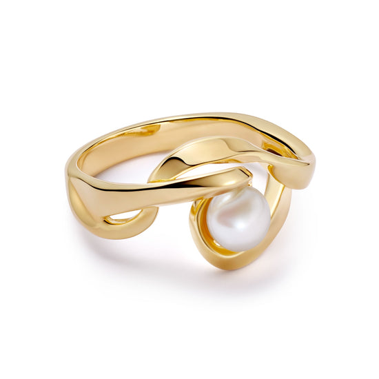 Gold Floe Pearl Ring