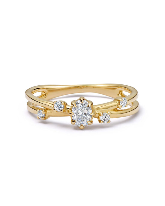 Solid Gold Interstellar Diamond Ring
