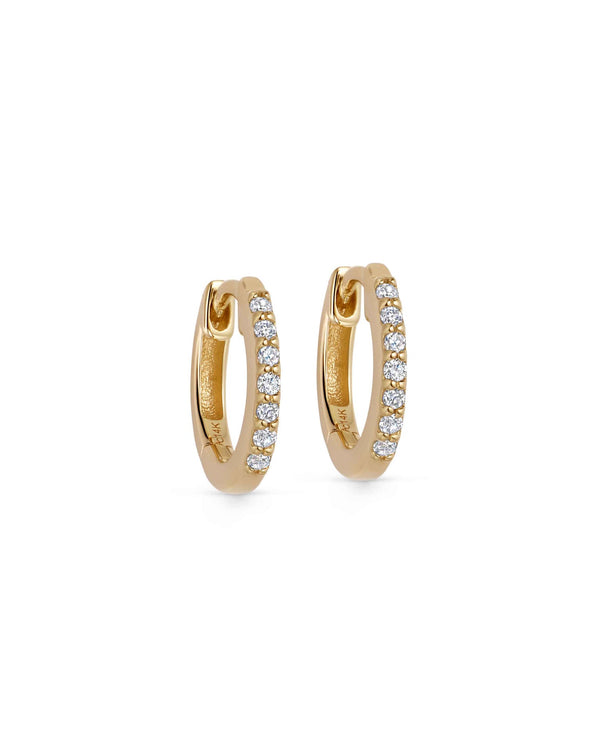 Solid Gold Mini Halo Huggie Hoop Earrings