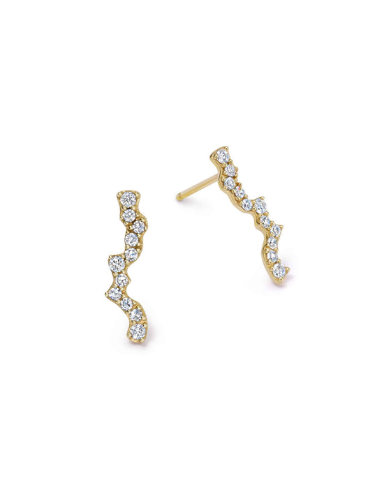 Solid Gold Asteri Diamond Bar Drop Earrings