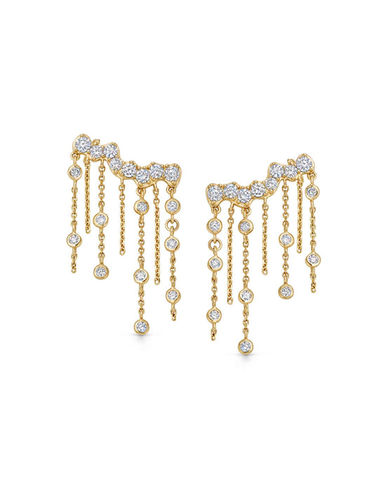 Solid Gold Asteri Diamond Chain Crawler Earrings