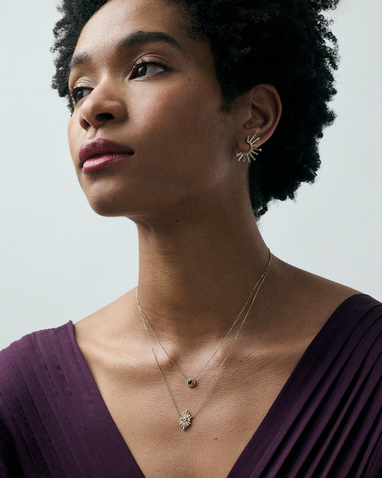 Solid Gold Atomic Diamond Pendant Necklace