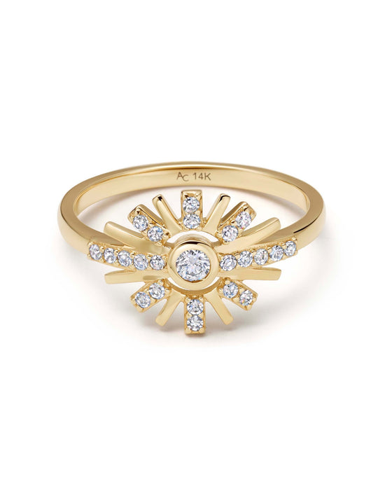 Solid Gold Atomic Diamond Ring