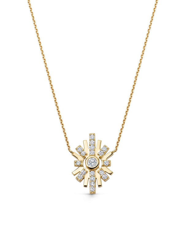 Solid Gold Atomic Diamond Pendant Necklace