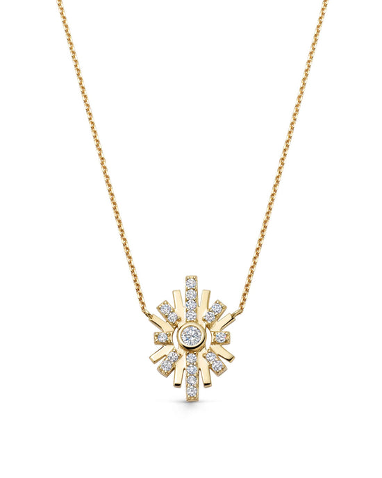 Solid Gold Atomic Diamond Pendant Necklace