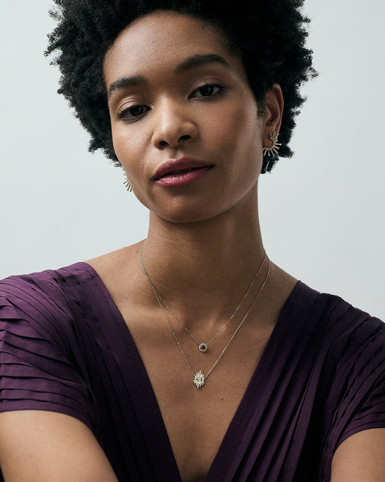 Solid Gold Atomic Diamond Pendant Necklace