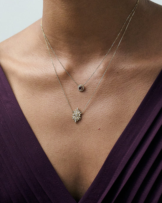 Solid Gold Atomic Diamond Pendant Necklace