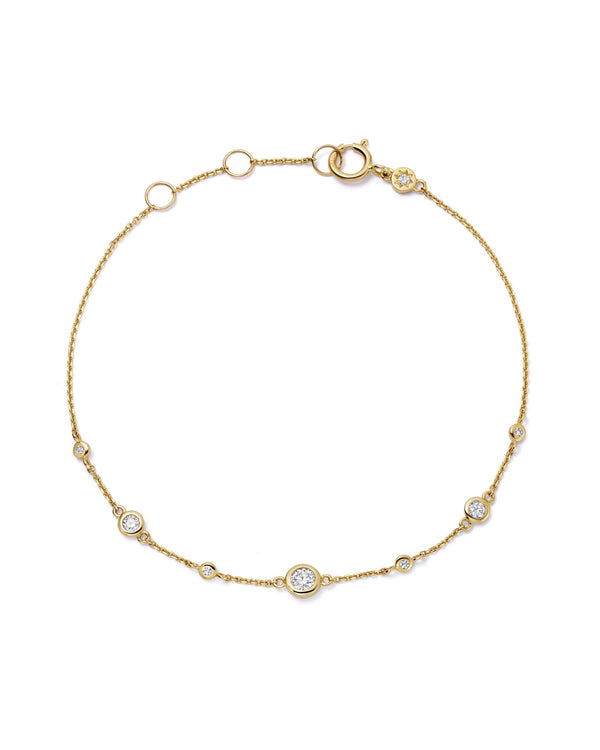 Solid Gold Atomic Diamond Station Bracelet