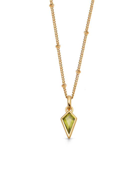 Gold August Peridot Birthstone Pendant Necklace
