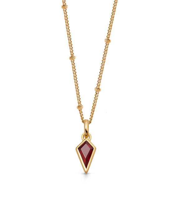 Gold January Red Garnet Birthstone Pendant Necklace