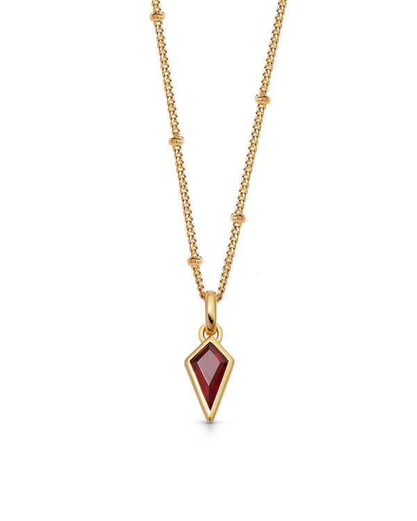 Gold January Red Garnet Birthstone Pendant Necklace