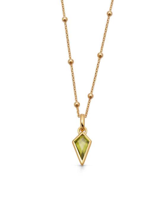 Gold August Peridot Birthstone Pendant Necklace