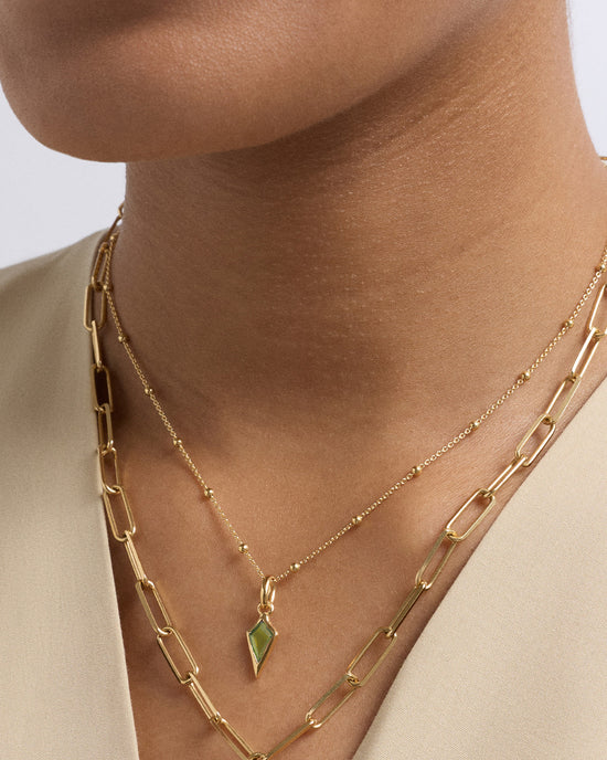 Gold August Peridot Birthstone Pendant Necklace