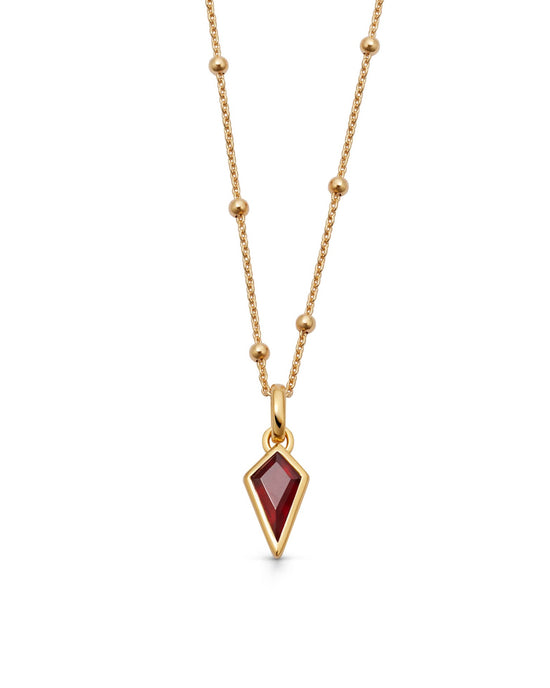 Gold January Red Garnet Birthstone Pendant Necklace
