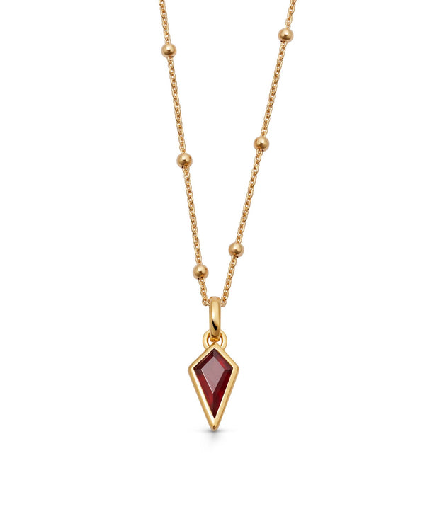 Gold January Red Garnet Birthstone Pendant Necklace