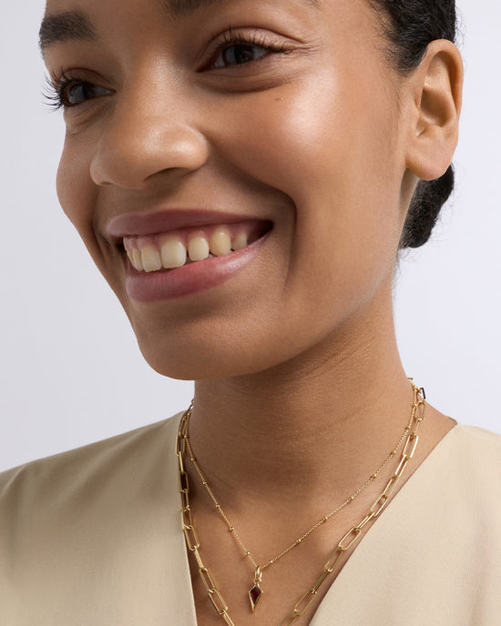 Gold January Red Garnet Birthstone Pendant Necklace