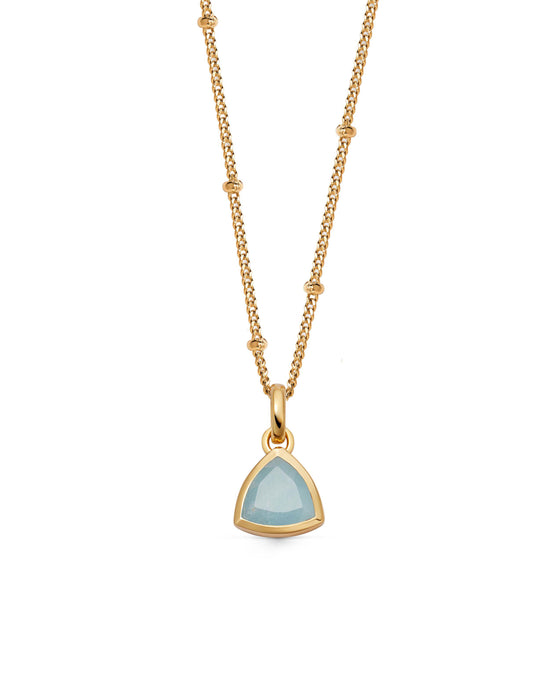 Gold March Aquamarine Birthstone Pendant Necklace