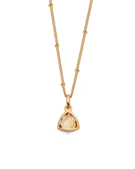 Gold November Citrine Birthstone Pendant Necklace
