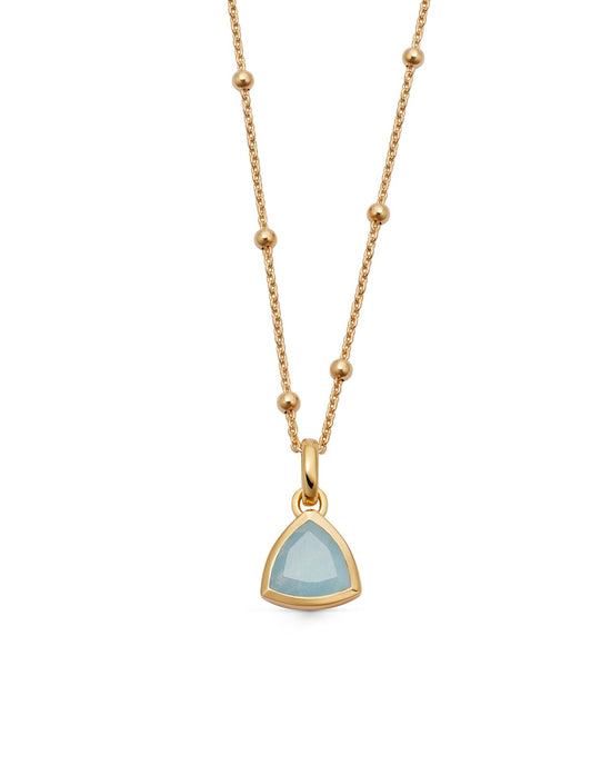Gold March Aquamarine Birthstone Pendant Necklace