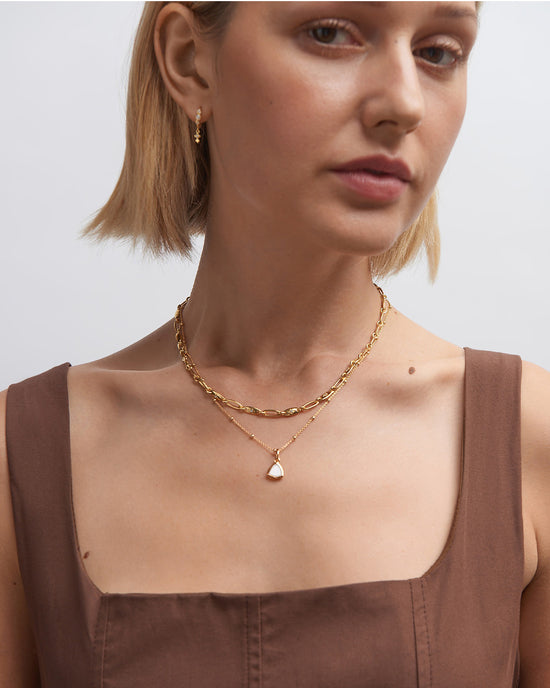 Gold June Moonstone Birthstone Pendant Necklace
