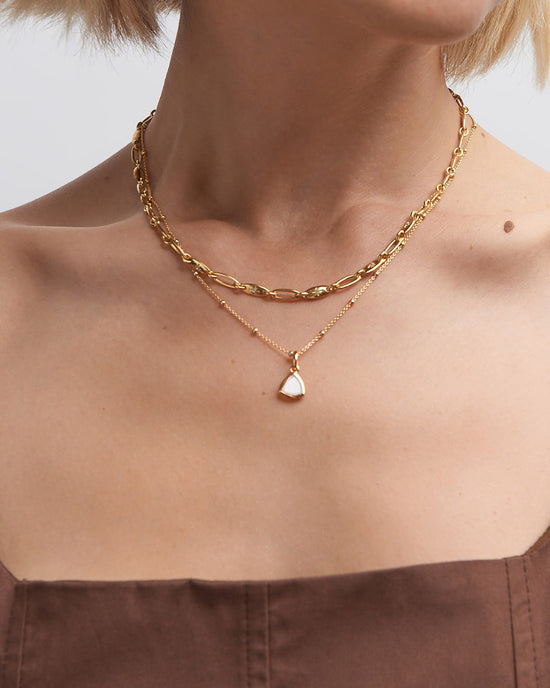 Gold June Moonstone Birthstone Pendant Necklace