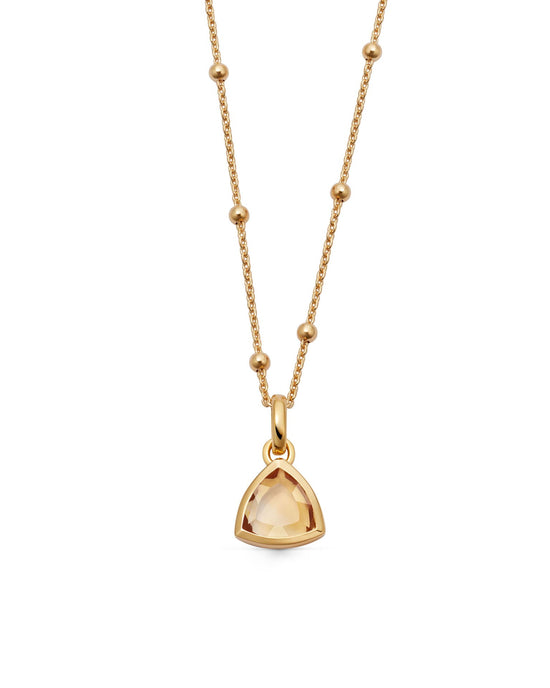 Gold November Citrine Birthstone Pendant Necklace