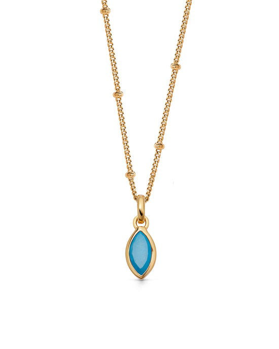 Gold December Turquoise Birthstone Pendant Necklace