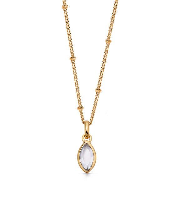 Gold April White Topaz Birthstone Pendant Necklace