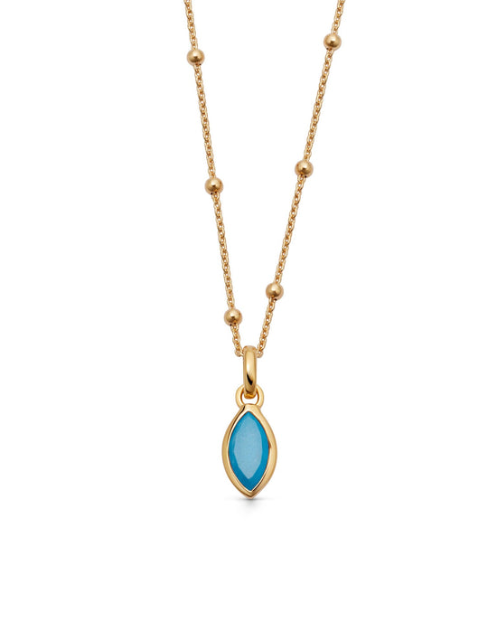 Gold December Turquoise Birthstone Pendant Necklace