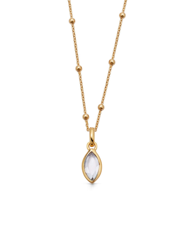Gold April White Topaz Birthstone Pendant Necklace