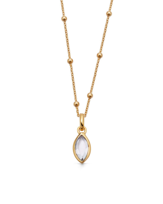 Gold April White Topaz Birthstone Pendant Necklace