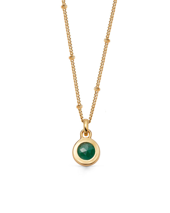 Gold Emerald May Birthstone Pendant Necklace