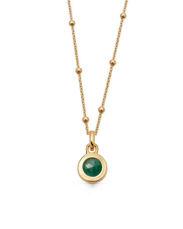 Gold Emerald May Birthstone Pendant