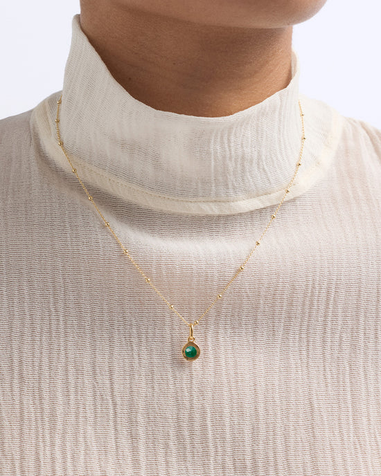 Gold Emerald May Birthstone Pendant